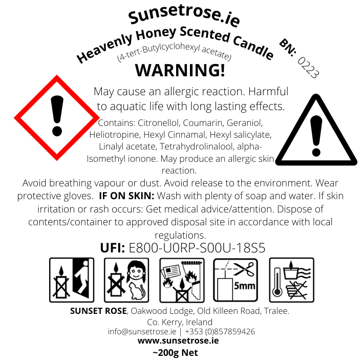 clp information for heavenly honey candle
